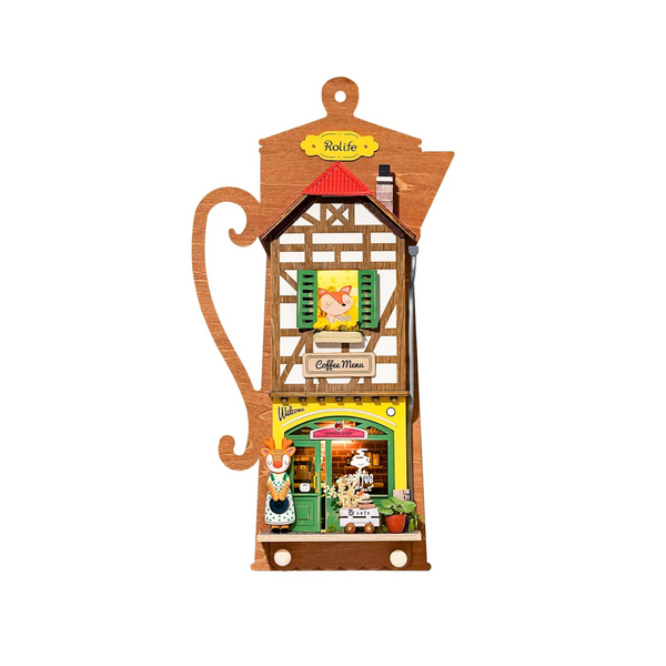 Robotime - DS020 | DIY Wall Hanging Miniature House Kit - Lazy Coffee House